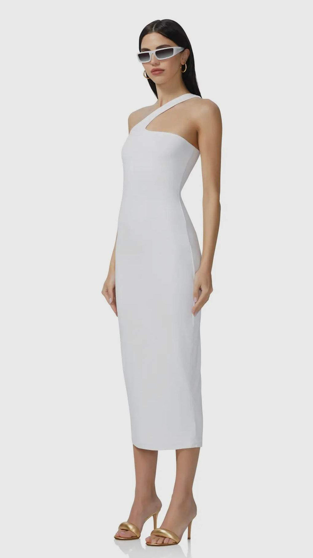 Sloane Asymmetric Neck Midi Dress