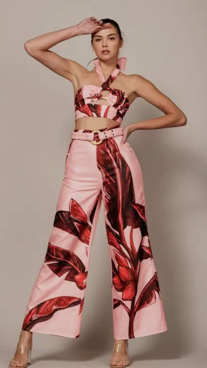 Tropical Print Top & Pant Set