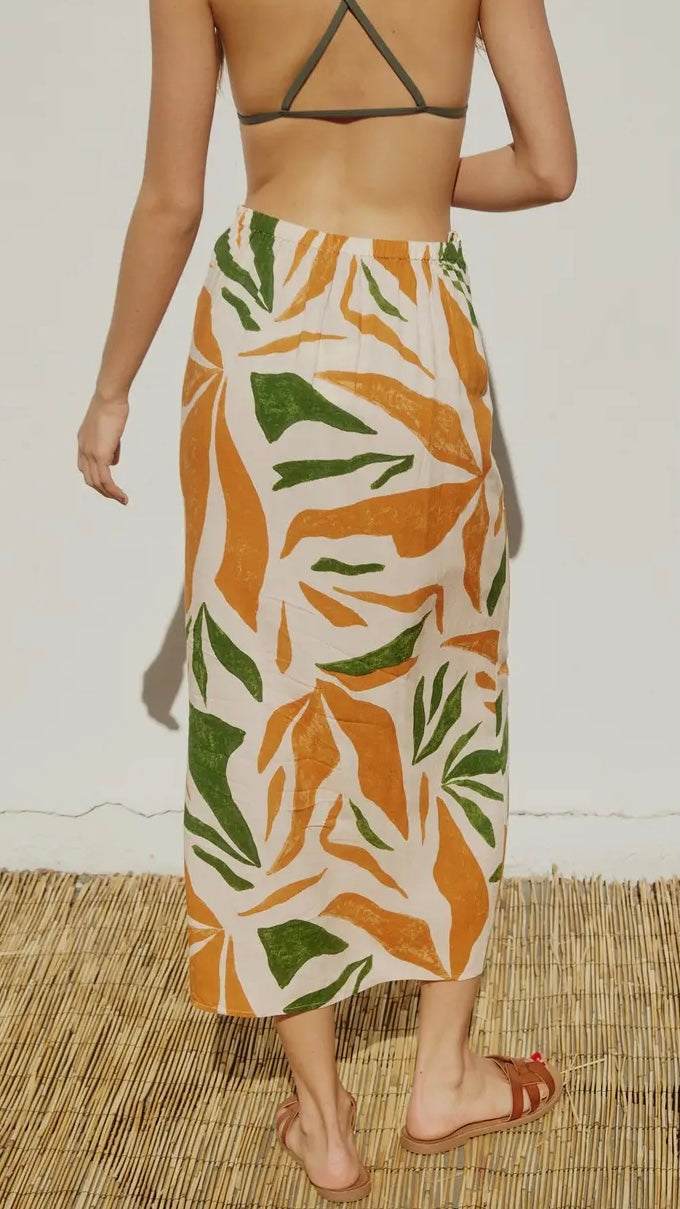 Malibu Tropical Midi Sarong Wrap Skirt