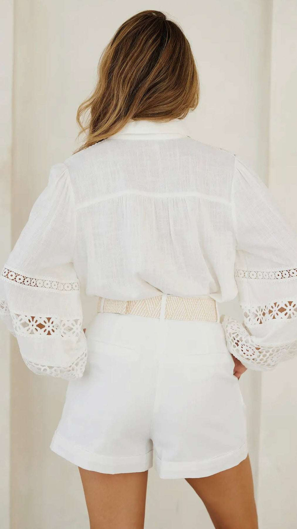 Cali Crochet Trim Button Down Shirt