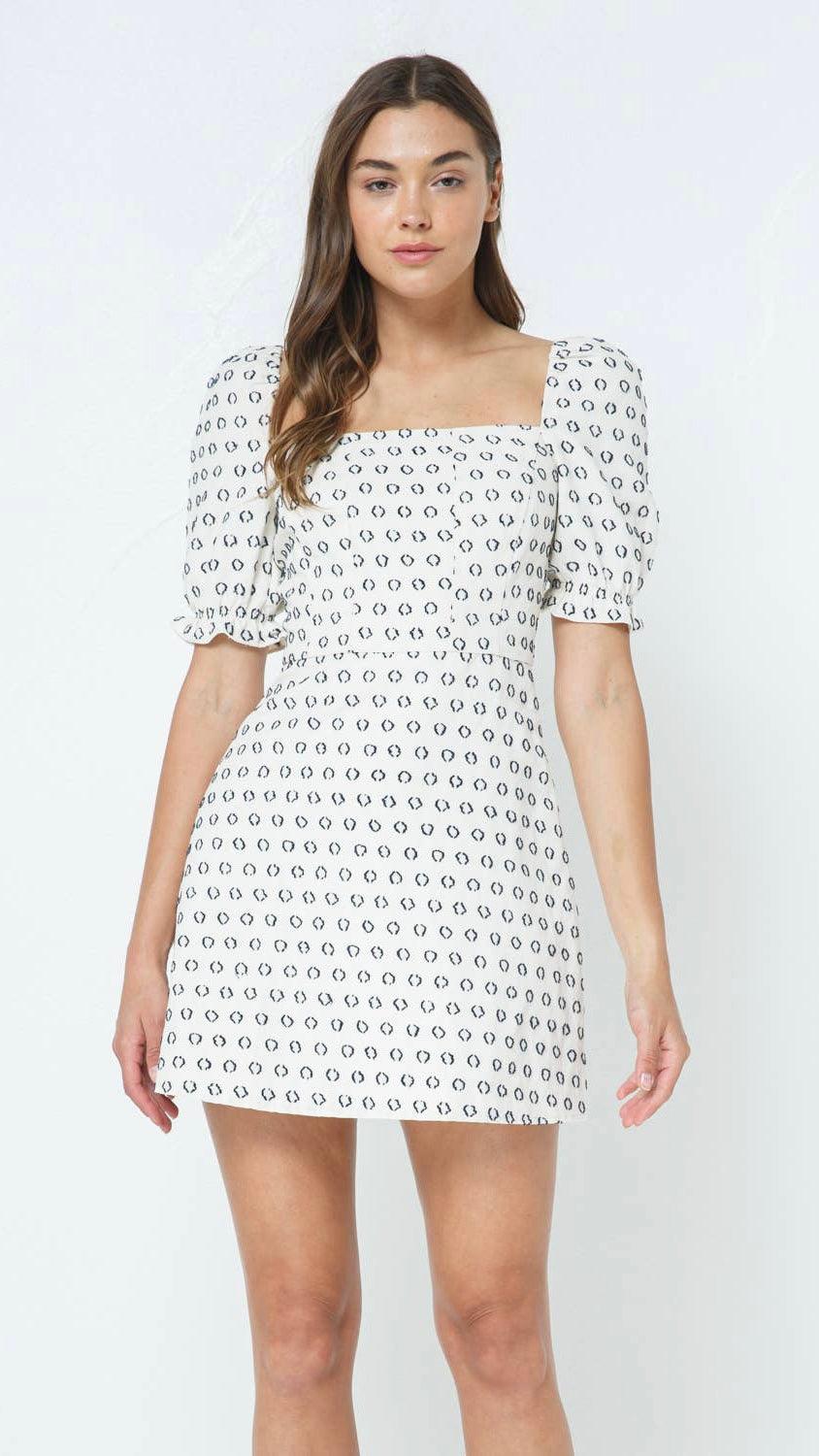 Everyday Linen Puff Sleeve Mini Dress - Salty Playa