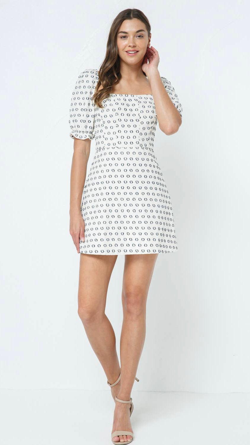 Everyday Linen Puff Sleeve Mini Dress - Salty Playa