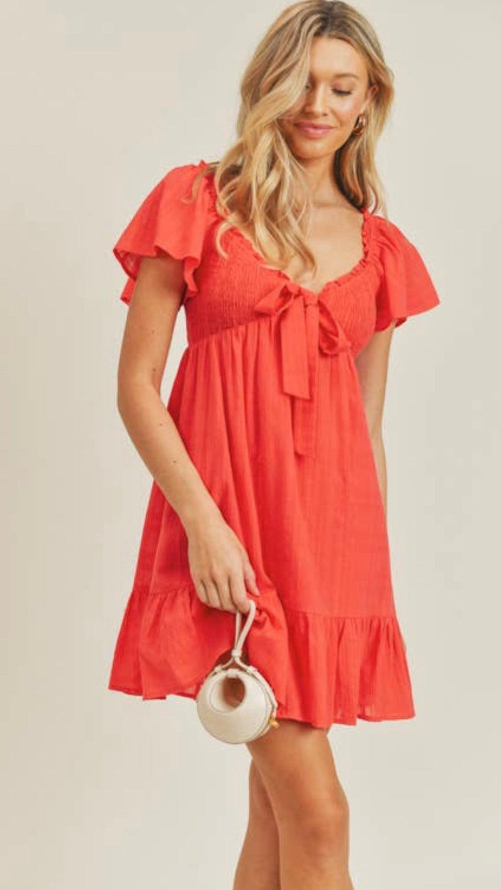 Red Bow Summer Mini Dress - Salty Playa